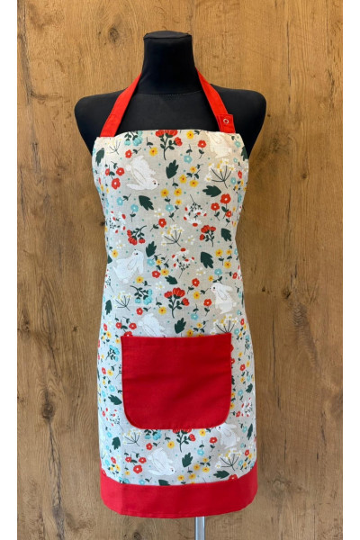 fartuszek wielkanocny , fartuszek kuchenny, fartuszek czerwony , fartuszek wiosenny , fartuszek damski, fartuszek zajączki