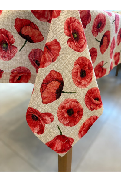 obrus maki, obrus ozdobny, obrus kwadratowy, obrus wiosenny, obrus na stół